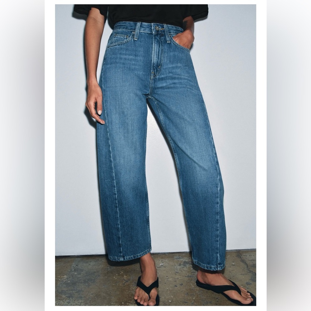 ZW Collection Mid-Rise Ankle Relaxed Jeans - Mid-Blue - Picture 2 of 6